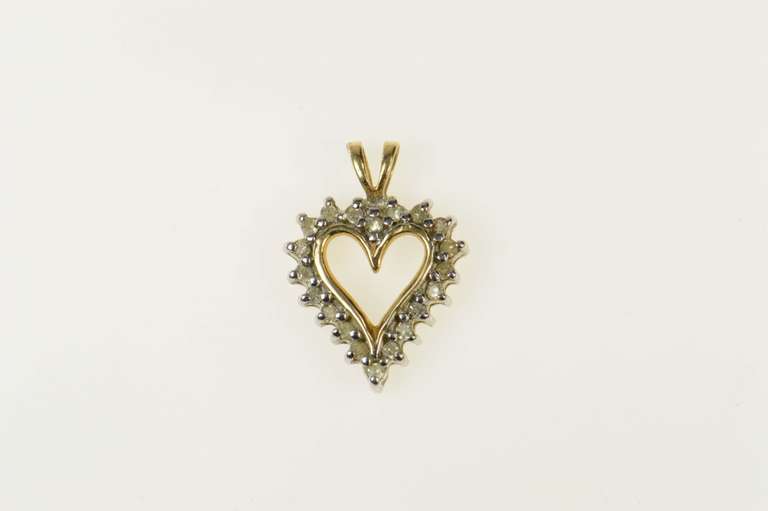 14K Yellow Gold Heart Diamond Love Symbol Valentine Pendant