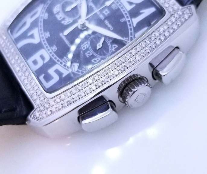 Men’s Chronograph limited edition with 188 natural diamonds Leather Strap Officina Del Tempo Italy