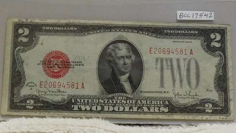 1928-G US Note $2. Red Seal