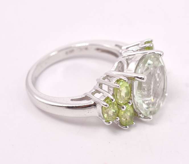 Green Gemstone Ring in Sterling Silver