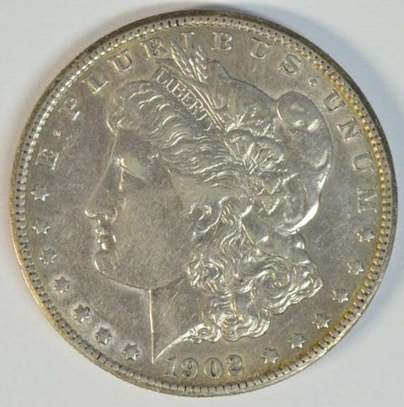Lustrous AU 1902-S Morgan Silver Dollar. Rare key date