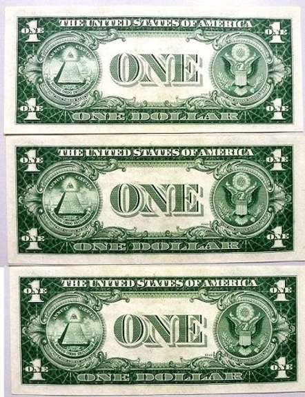 (3) Crisp Exceptional 1935F $1 Silver Certificates-Consecutive!