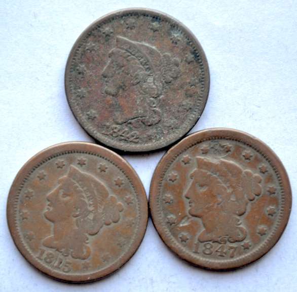 1842 1845 &1847 Large Cents