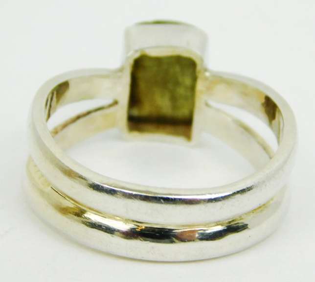Sterling Ring with Green Labradorite, Size 7.5