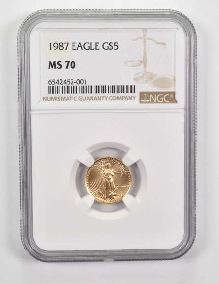 MS70 1987 $5 American Gold Eagle - Graded NGC