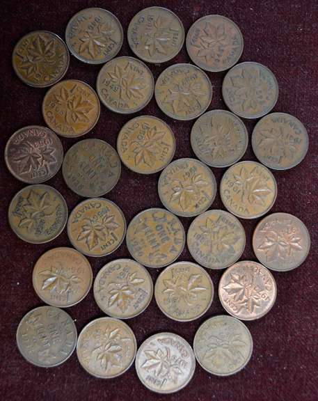 Lot Of 28 Old Canada Cents, Circulated.