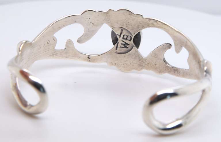 Sterling Silver Signed Wilson Bengay Navajo Turquoise Bangle