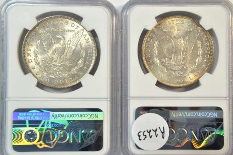 Nearly Gem BU 1886 & 1887 Morgan Silver Dollars. NGC MS64
