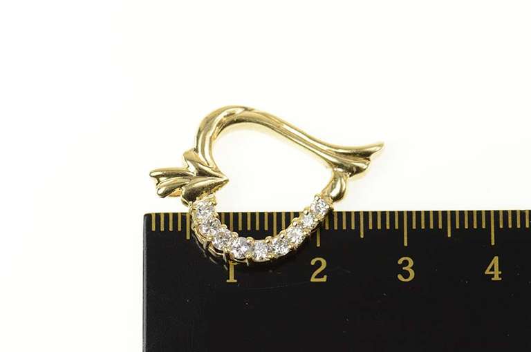 14K Yellow Gold 0.50 Ctw Curvy Heart Classic Love Symbol Pendant