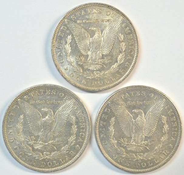 3 Real flashy-white 1881-O Morgan Silver Dollars