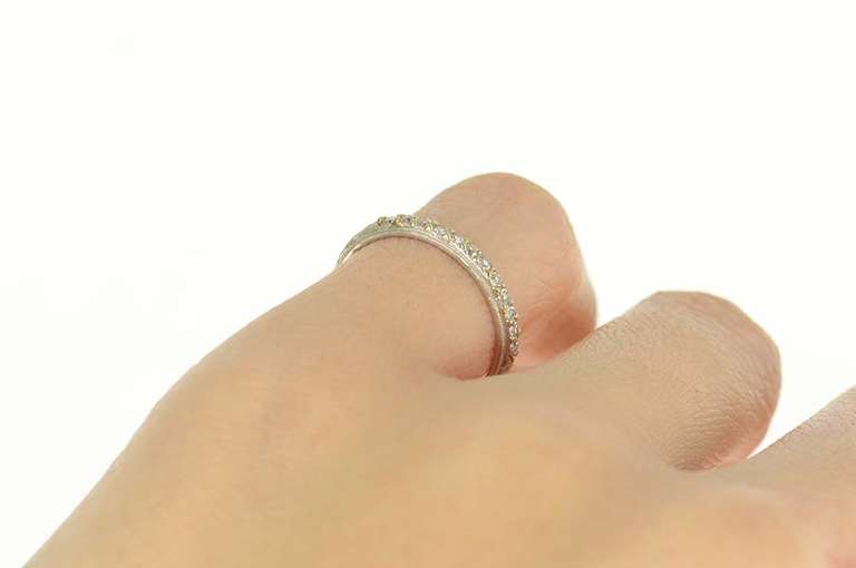 Platinum 0.18 Ctw Art Deco Diamond Wedding Band Ring