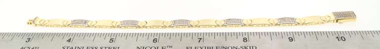 Trendy 14kt Yellow Gold and Cubic Zirconia Link Bracelet