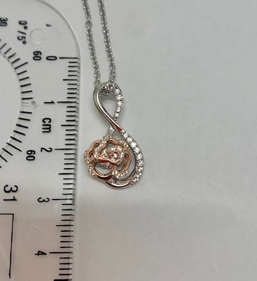 Two Tone 18k Rose Gold plating infinity design pendant