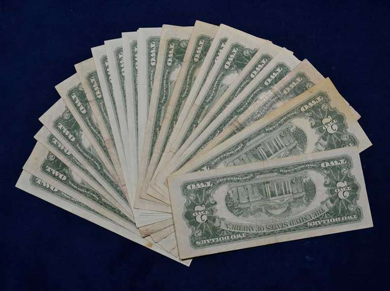 Lot Of 20 $2 Red Seal, Circulated.