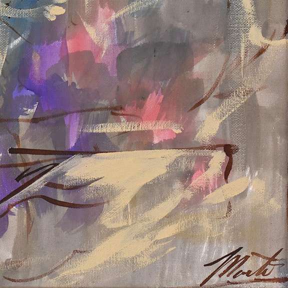 Marta Wiley, Framed Original Mixed Media Painting on Canvas, Hand Signed and Thumb Printed with Letter of Authenticity.