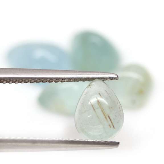Frosty 9.90ct set of Aquamarine cabochons