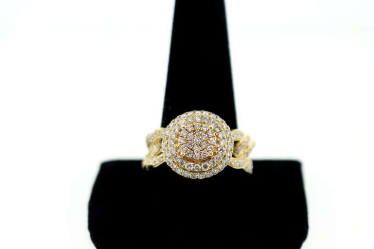 Mesmerizing 14k Yellow Gold Halo Diamond Ring