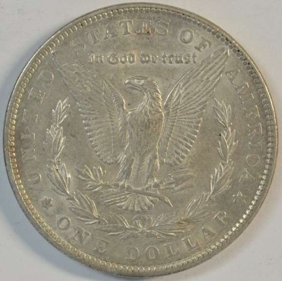 Creamy-white nearly BU 1892-P Morgan Silver Dollar. Scarce