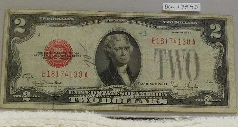1928-G US Note $2. Red Seal