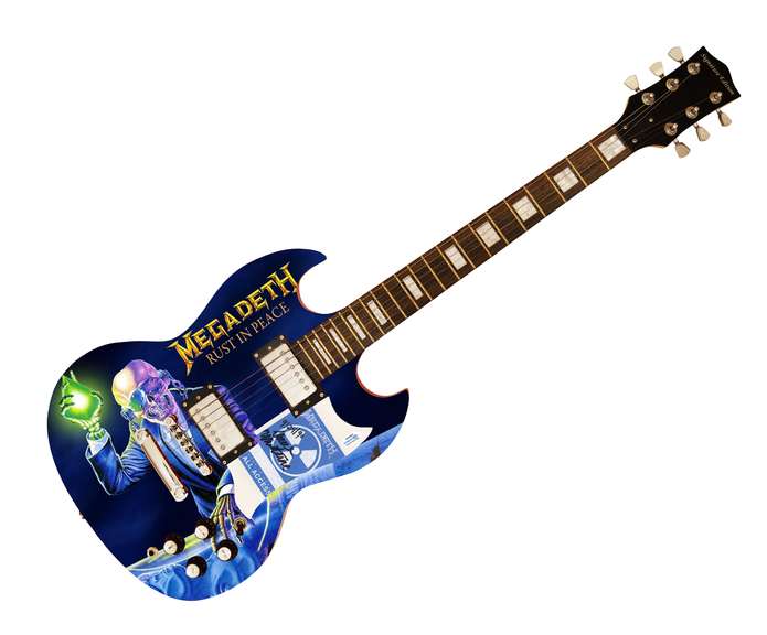 Megadeth Dave Mustaine Signed Rust In Peace Custom Photo Graphics Guitar ACOA