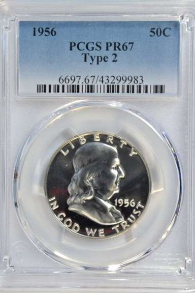 Awesome Gem Proof 1956 Franklin Half Dollar. PCGS PR67