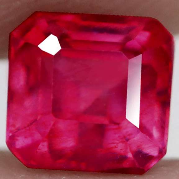 Amazing 1.73ct reddish pink emerald cut Ruby