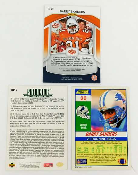 3 Barry Sanders Football Cards