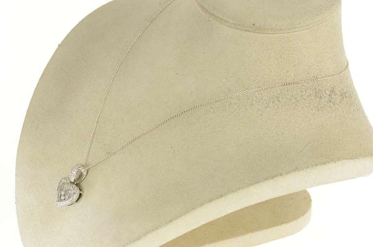 18K White Gold Diamond Encrusted Heart Love Capsule Pendant