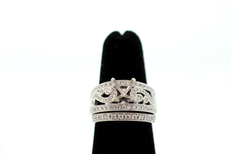 WOMENS 14 KT WHITE GOLD DIAMOND RING WEDDING SET