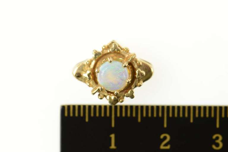 14K Yellow Gold Ornate Opal Decorative Slide Bracelet Charm/Pendant
