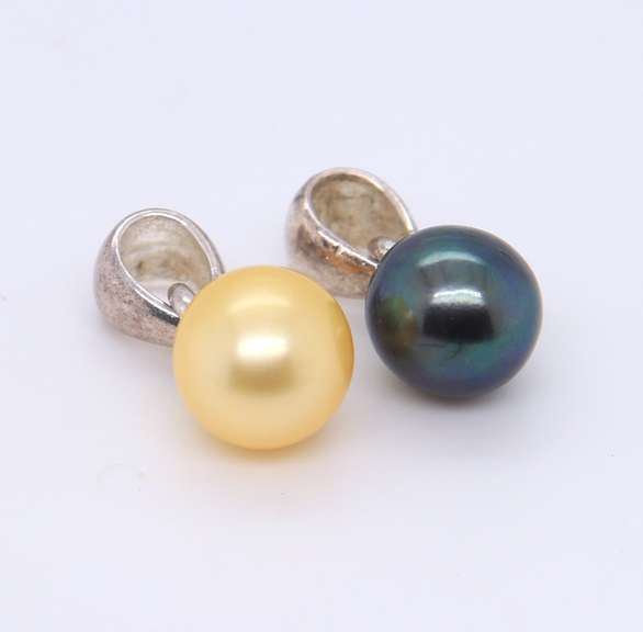 Lot of 2 Sterling Silver Pearl Pendants