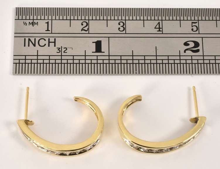 Sparkling Diamond J Hoop Earrings