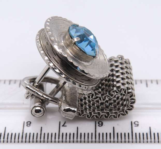 Vintage Sterling Silver Gemstone Cufflinks