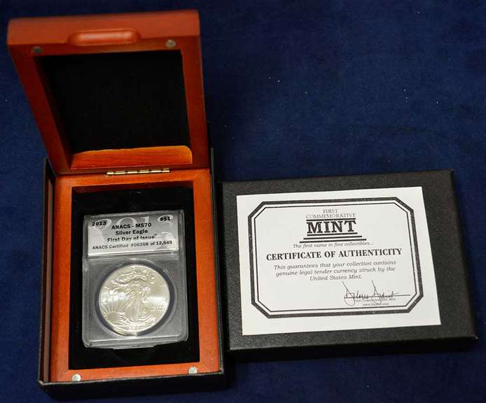 2013 American Silver Eagle ANACS MS70 First Day Of Issue