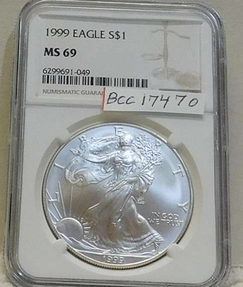 1999 Unc Silver Eagle NGC MS-69