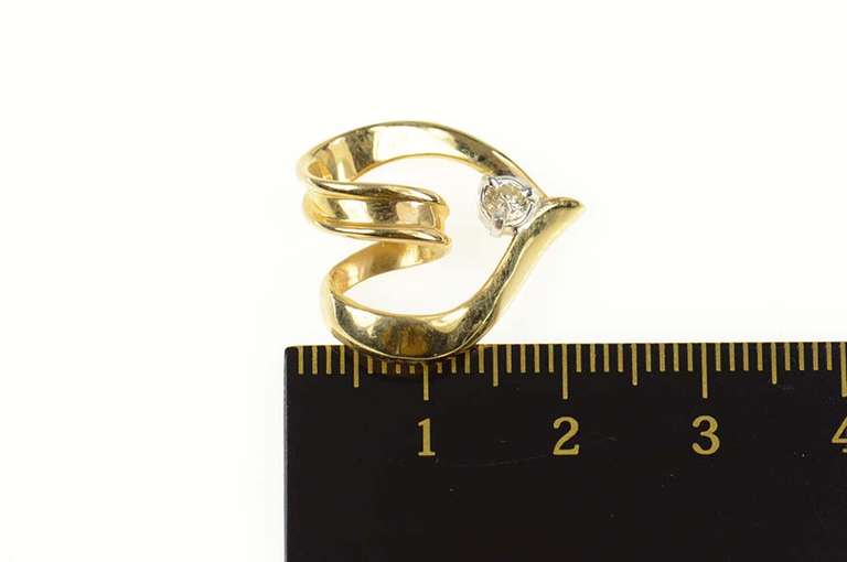 14K Yellow Gold Diamond Inset Heart Loop Love Symbol Pendant