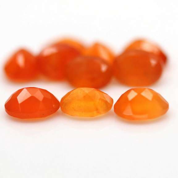 Vivid orange 12.24ct untreated oval cut Carnelian set