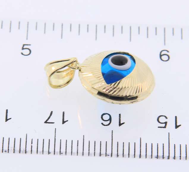 Lot of 2 Devil Eye Yellow Gold Pendants