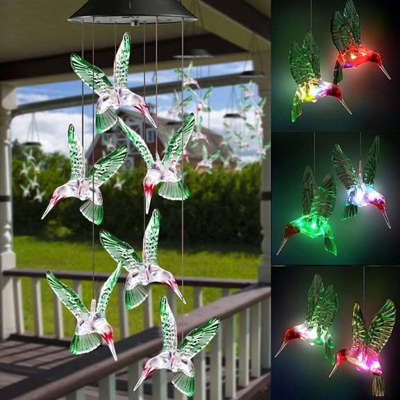 Color Changing LED Solar Power Lamp Hummingbird
