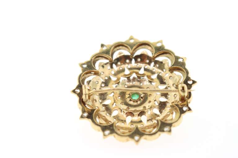 18kt Emerald and Diamond Brooch
