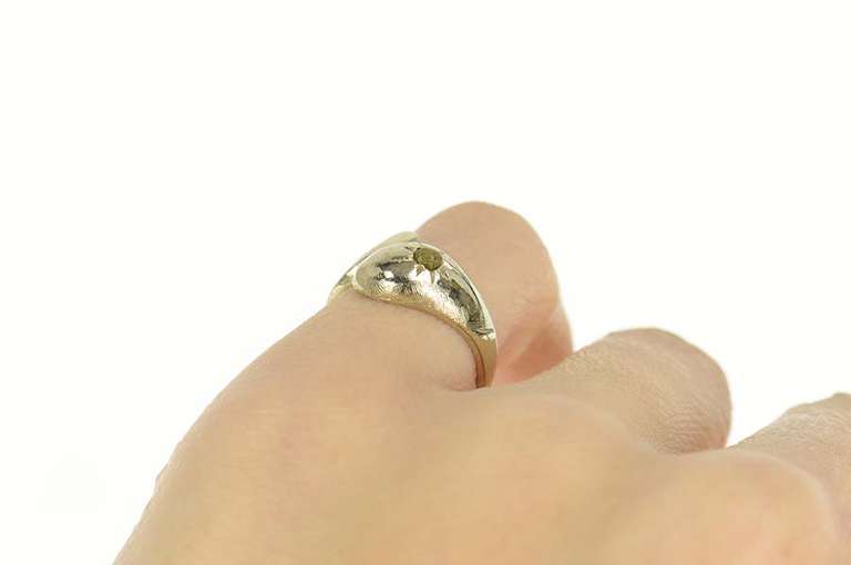 14K White Gold 1930's Rough Diamond Snake Serpent Statement Ring