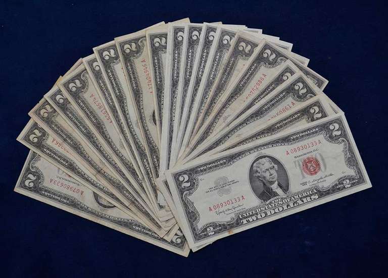 Lot Of 20 $2 Red Seal, Circulated.