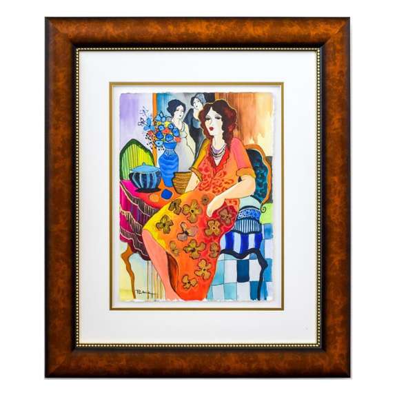 Patricia Govezensky, "Margaux" Framed Original Watercolor with Letter of Authenticity.