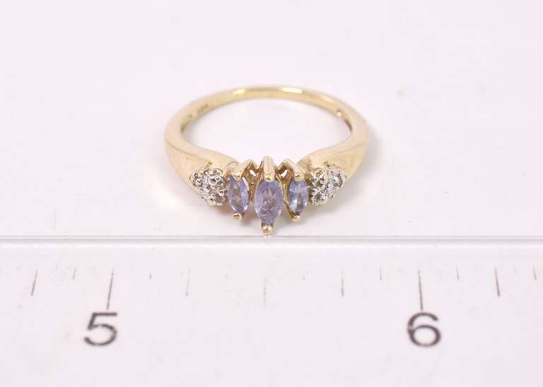 Dainty Purple Gemstone Ring in Yellow Gold