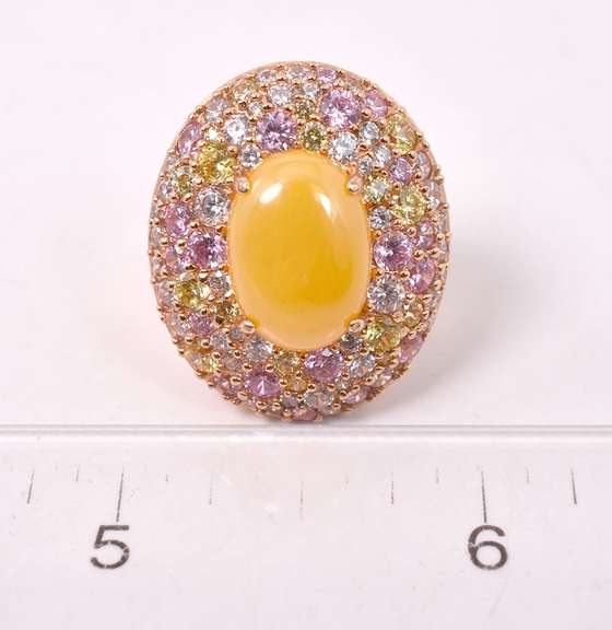 Gold Plated Sterling Silver CZ Cocktail Ring.