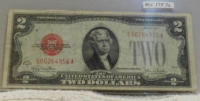 1928-G US Note $2. Red Seal