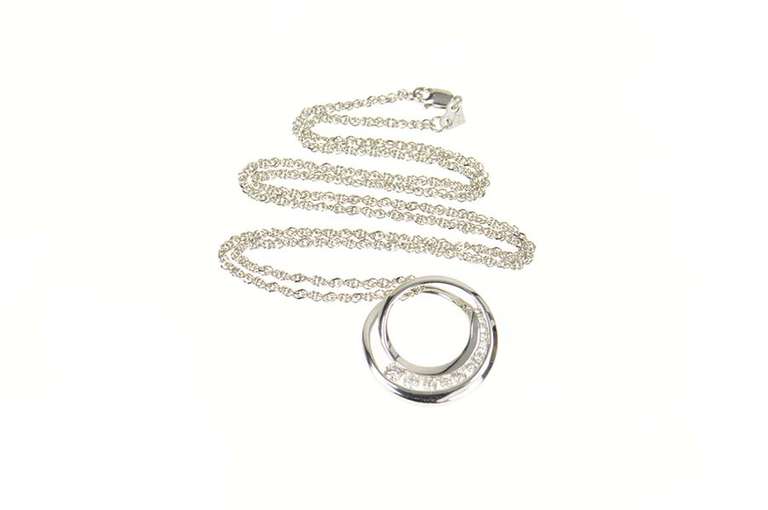 14K White Gold 0.37 Ctw Diamond Circle Journey Symbol Chain Necklace
