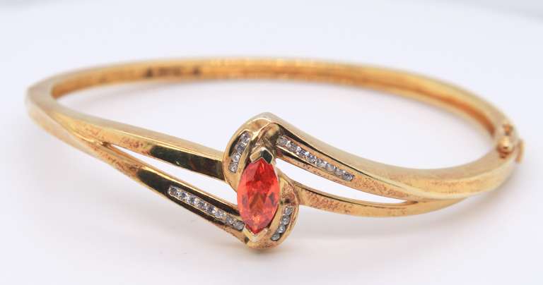 Gold Plated Cubic Zirconia Bangle Bracelet