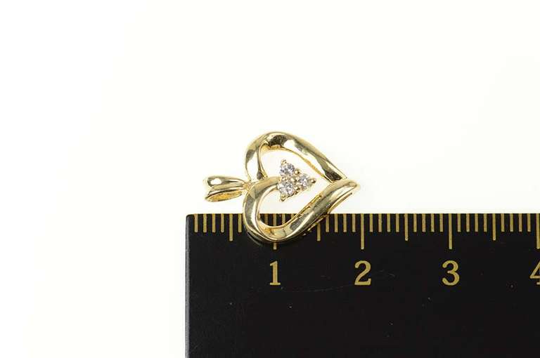 10K Yellow Gold Diamond Classic Heart Love Symbol Pendant
