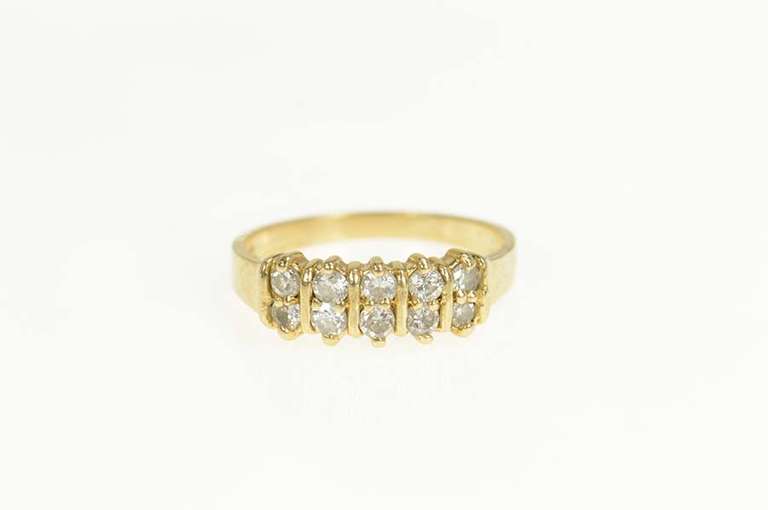 14K Yellow Gold 0.35 Ctw Diamond Striped Wedding Band Ring